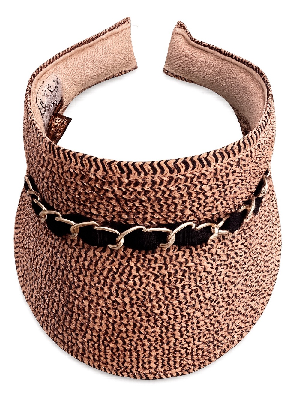 San Diego Hat Company Woven Chain-Trim UPF Protection 50 Visor-NWT in Tan